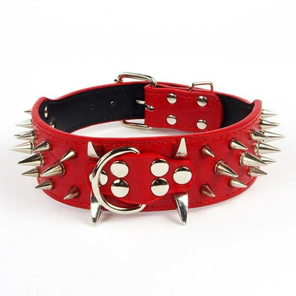 Wholesale Pet Products 100% Guarantee Spiked Studded PU Leather Dog Collar For big Dogs PitBull Mastiff Bulldog Golden retriever