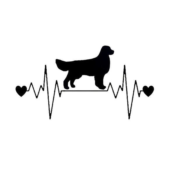 20.3*10.8CM Golden Retriever Heartbeat Lifeline Vinyl Decal Car Stickers Car Styling Truck Accessories Black/Silver S1-1316