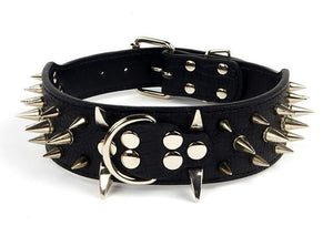 Wholesale Pet Products 100% Guarantee Spiked Studded PU Leather Dog Collar For big Dogs PitBull Mastiff Bulldog Golden retriever