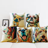 Cartoon Bull Dog Golden Retriever Terrier dachshund Decorative Throw Pillow Covering Sofa Seat Car Cushion Cover Oil Painting